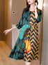 Glistening & Bright Silk O-Neck Floral High End Fashion Bohemian Cocktail Party Holiday Vestidos